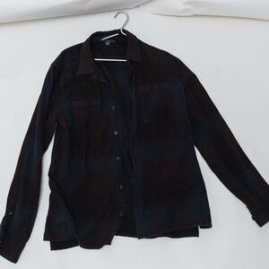 John Varvatos Star USA Long Sleeve Button-Down Shirt Dark Blue Maroon